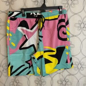 Men's Reason Brand Clothing Swim Trunk Graphic Shorts Size Large